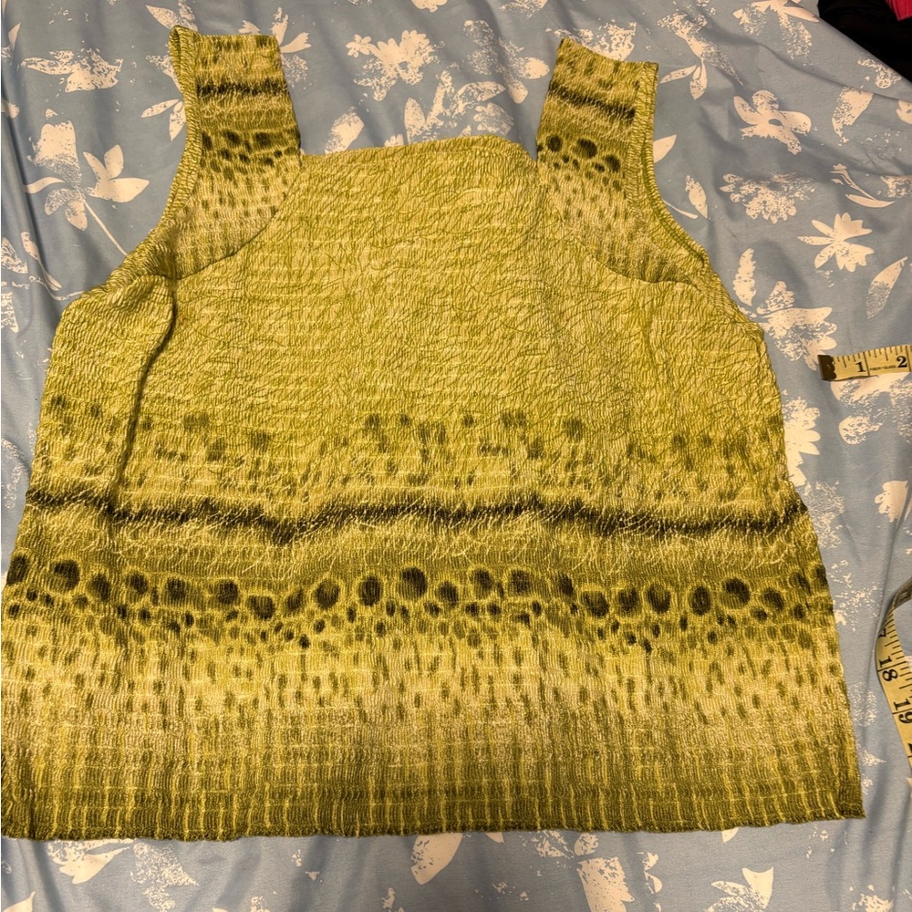 RAFAEL Green Textured Tank Top